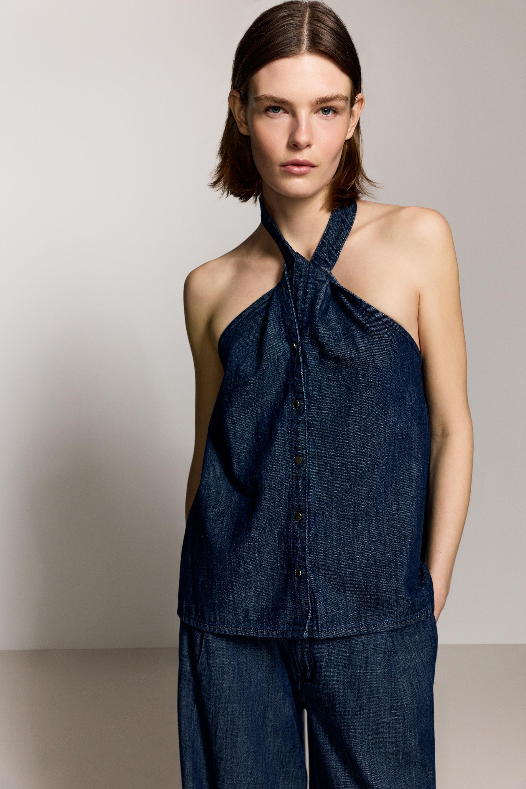 Top denim halter