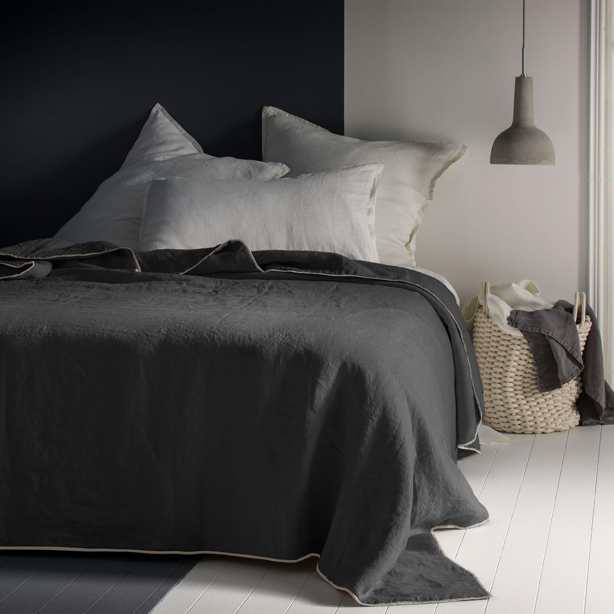 AUTOUR DU LIN - Couvre-lit en lin lavé 240x260cm Anthracite