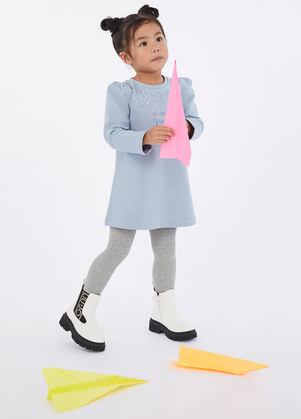 Abito in felpa di cotone con strass