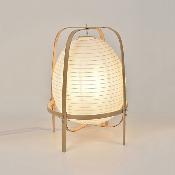 Lampe à poser Akemi IP20 E27 40W H.40 x Ø30 cm papier japonais, bambou, blanc Corep