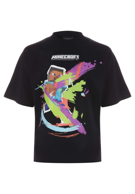 Older Boys Black Cotton Minecraft T-Shirt