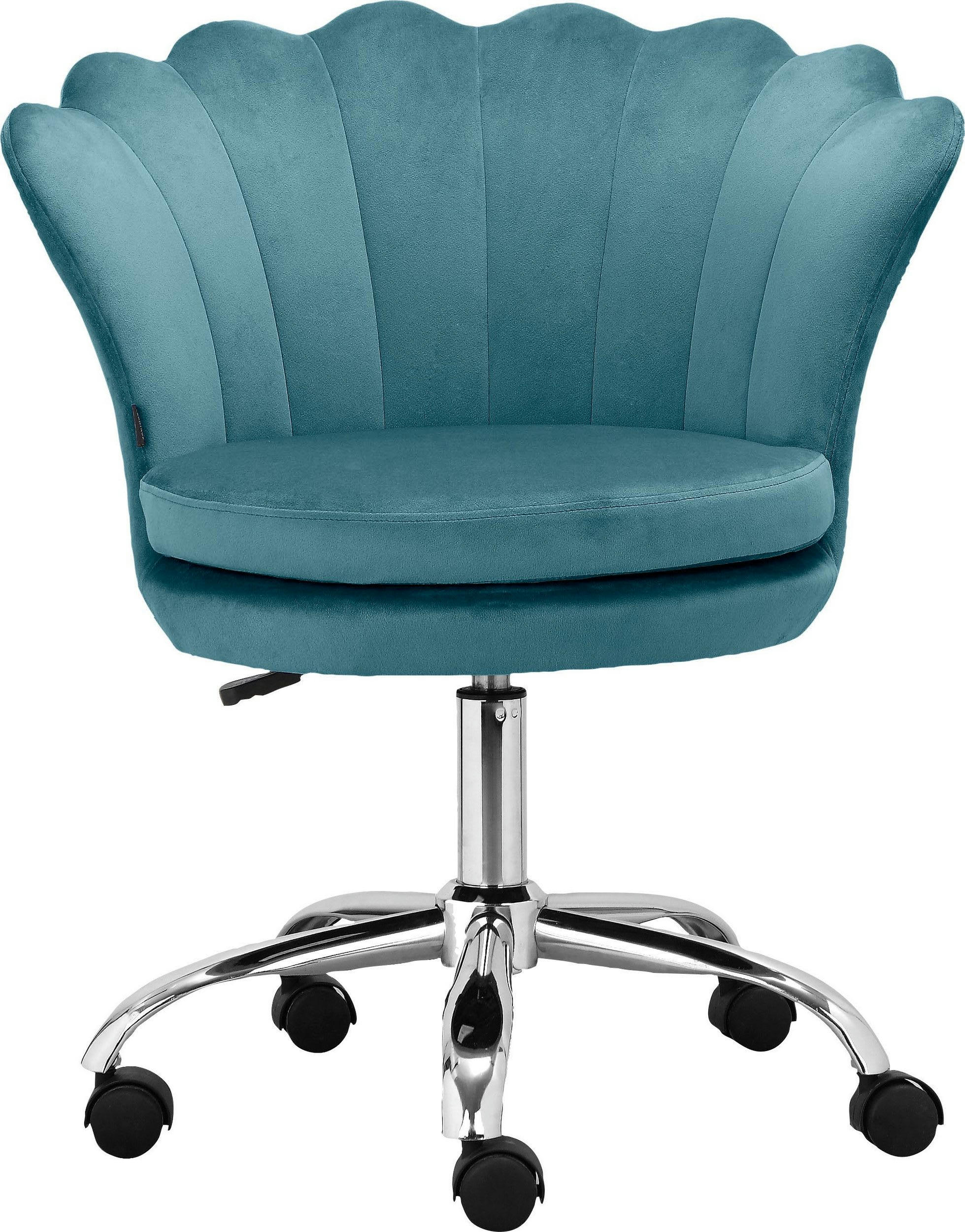 WENDY - Chaise de bureau rembourrée en velours bleu