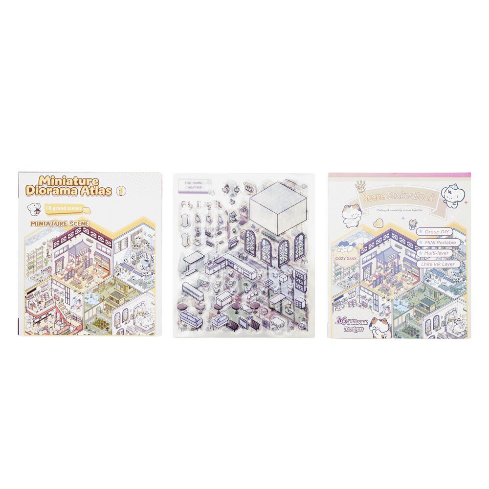 Livre stickers 3D paysage miniature 16 pages 13x15cm (4 modèles)