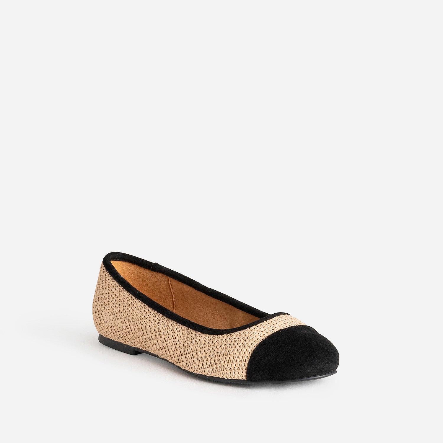 Ballerine beige tressée bout noir
