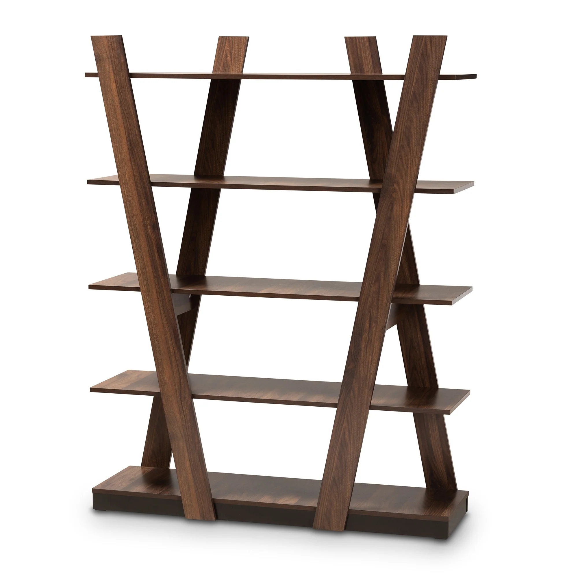 Michio Modern and Contemporary 5-Tier Wood Geometric Display Shelf