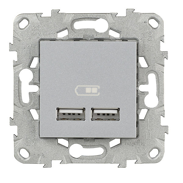 Mécanisme prise usb double Schneider Electric Unica Déco aluminium