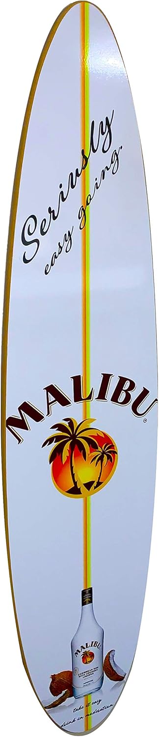 Malibu Rum Surfboard Wall Decor - 46.5 in x 11 in x 1/2 in (Indoor use only).