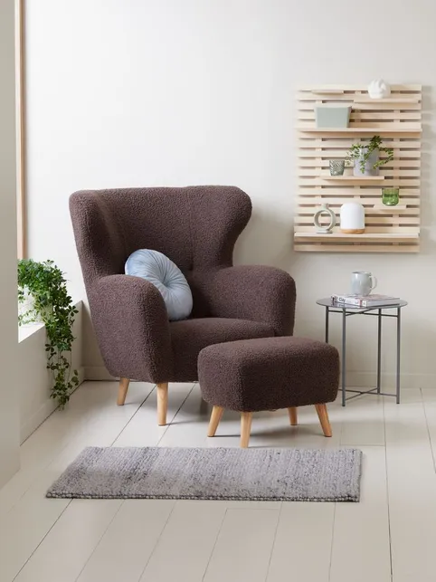 Puf VILDSUND 52x41 brunt teddy stof/natur eg