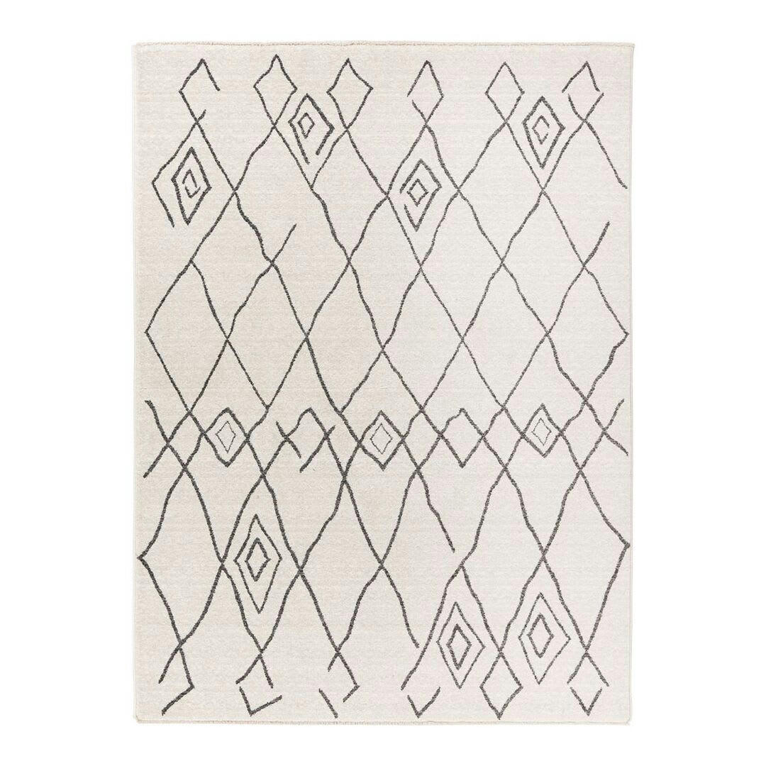 MAUVE - Tapis ethnique berbère en polyester ivoire 80x150