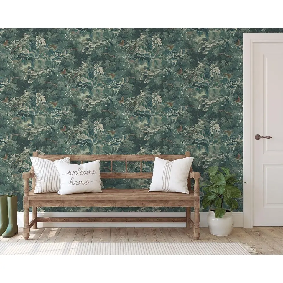 Sanders & Sanders behang bladeren donkergroen - 53 cm x 10 m