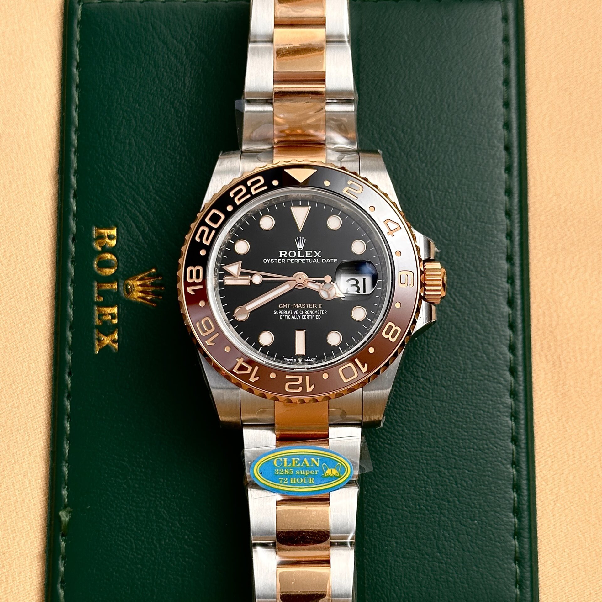 Rolex GMT-Master II 126711CHNR Root Beer SS/RG Plated Black Dial 40mm Oyster Super Clone