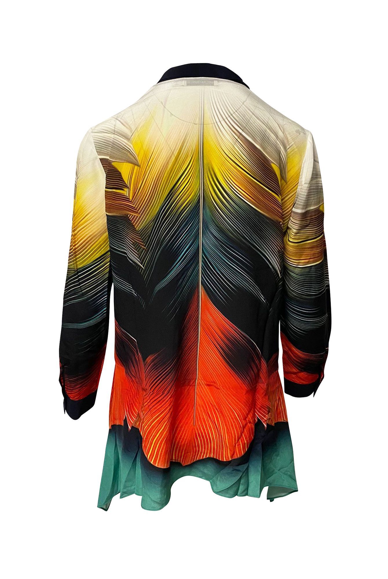 Mary Katrantzou Preloved Flight Feather Print Blouse in Multicolor Silk