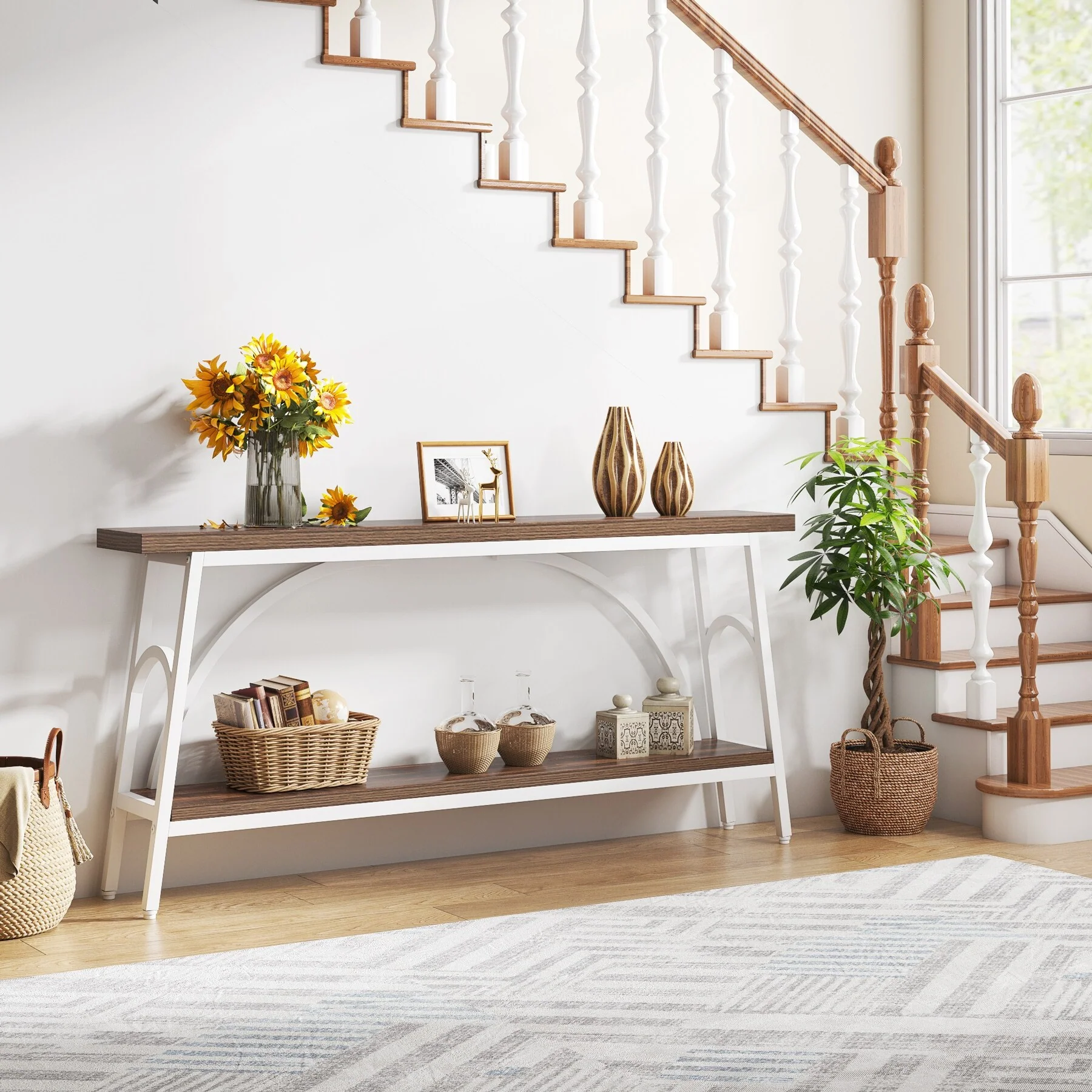 70.8”Sofa Tables, 2 Tier Extra Long Console Tables for Entryway