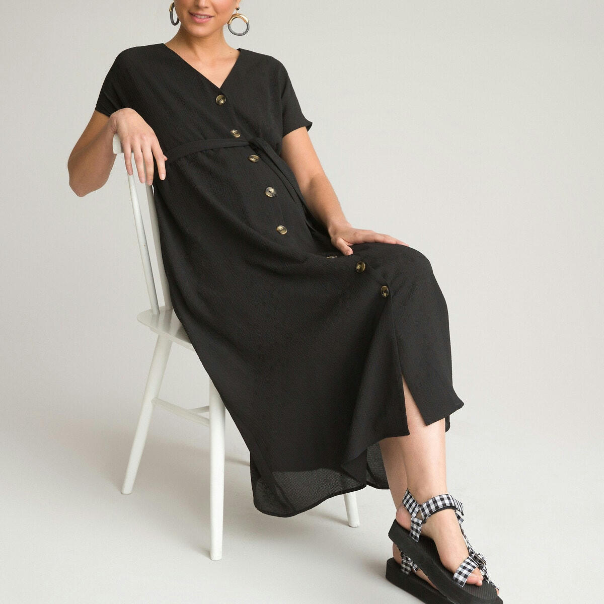 Robe de grossesse encolure V manches courtes