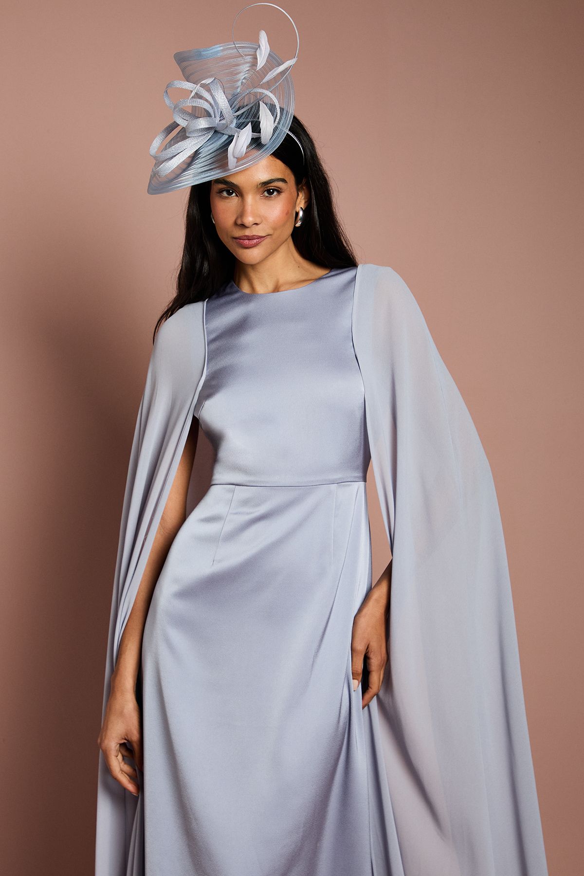 Coast Sleeveless Crepe Maxi Dress With Chiffon Cape