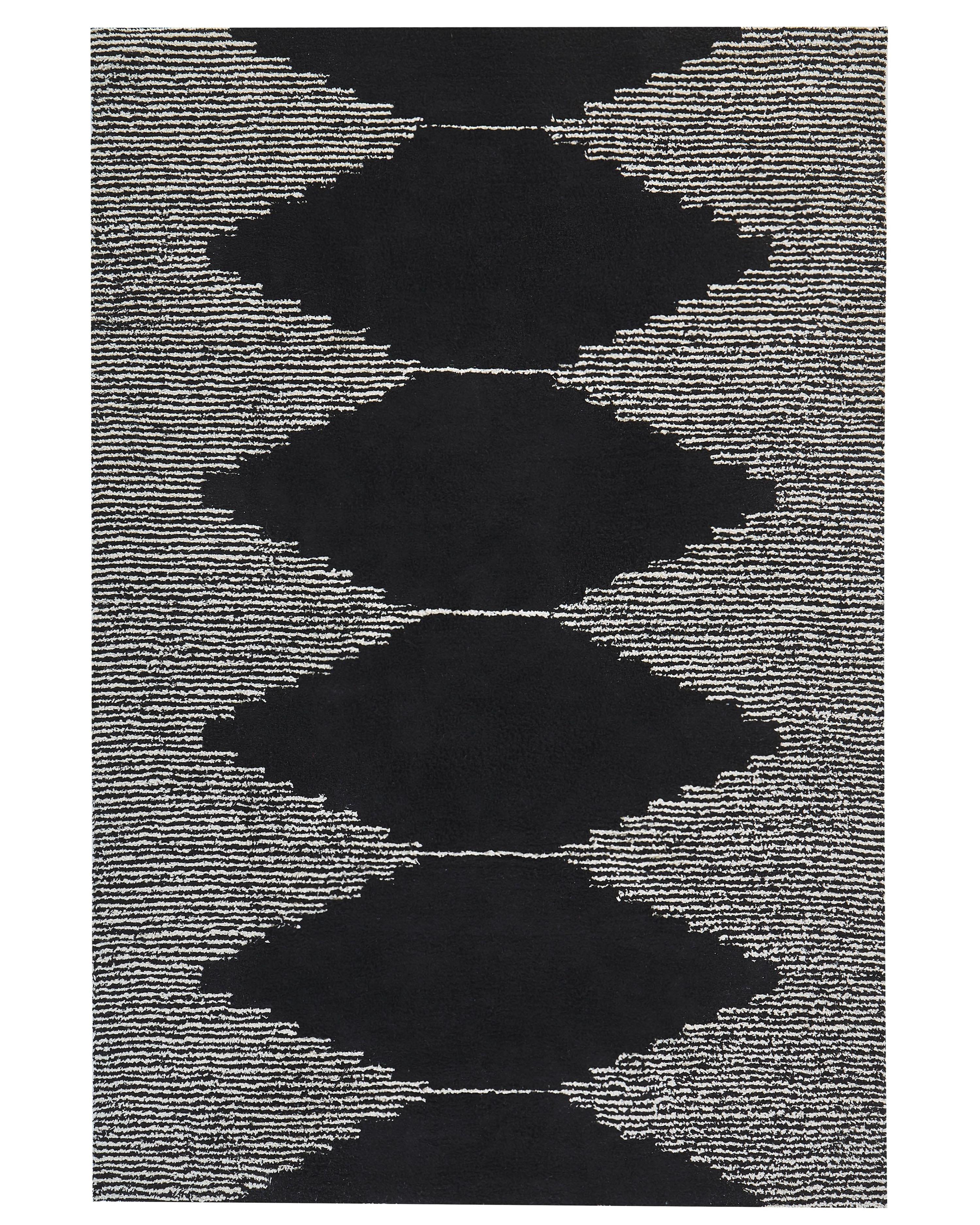 Rug BATHINDA Black/ White 140 x 200 cm Cotton