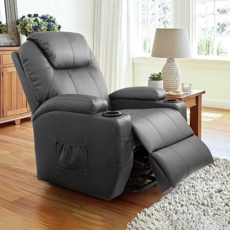 Faux Leather Power Lift Recliner Chair with Massage and Heating Functi - Bed Bath  Beyond(Black/Cowhide Material)