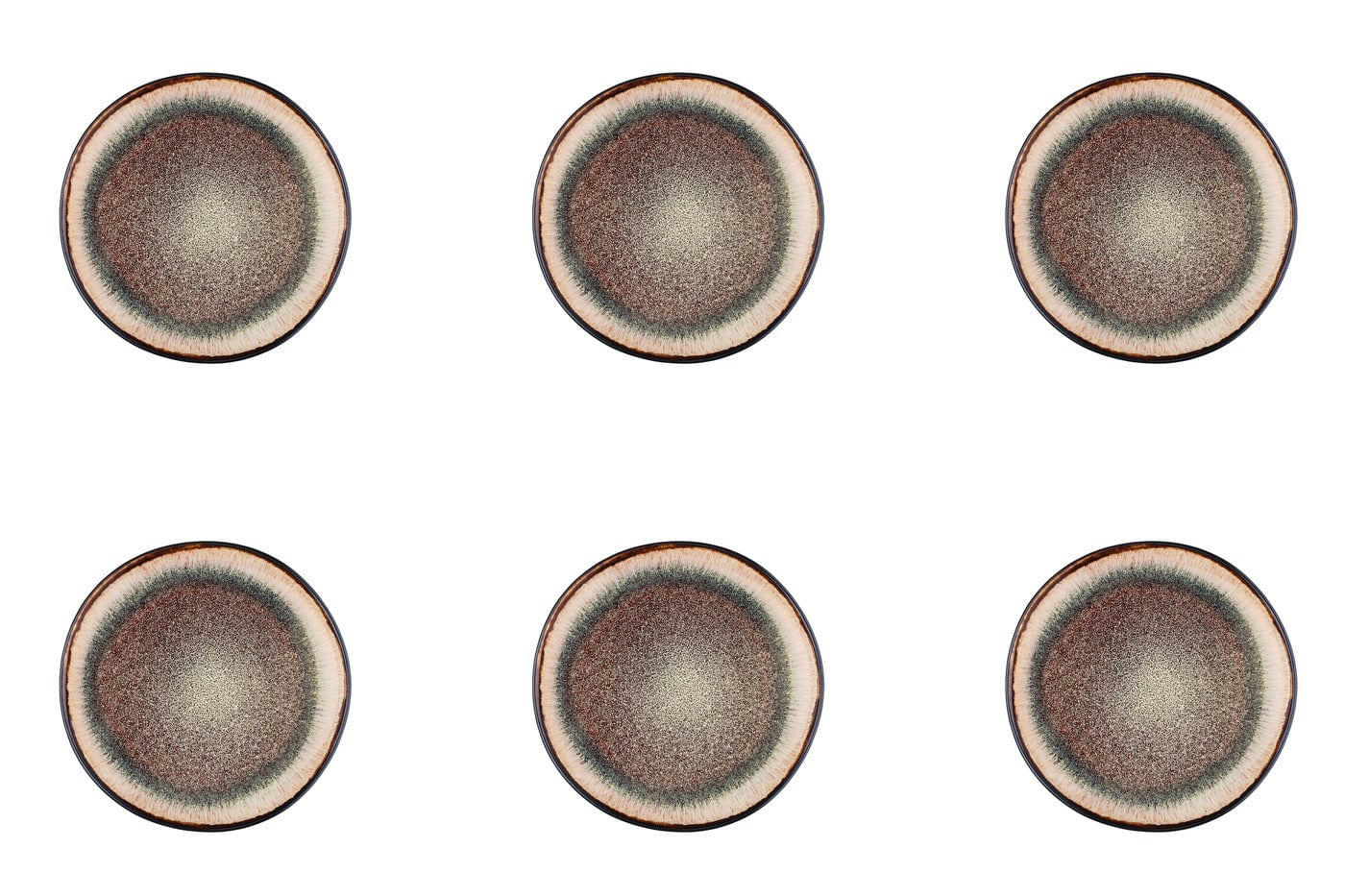 REACTIV - Lot de 6 petites assiettes en grès marron D16