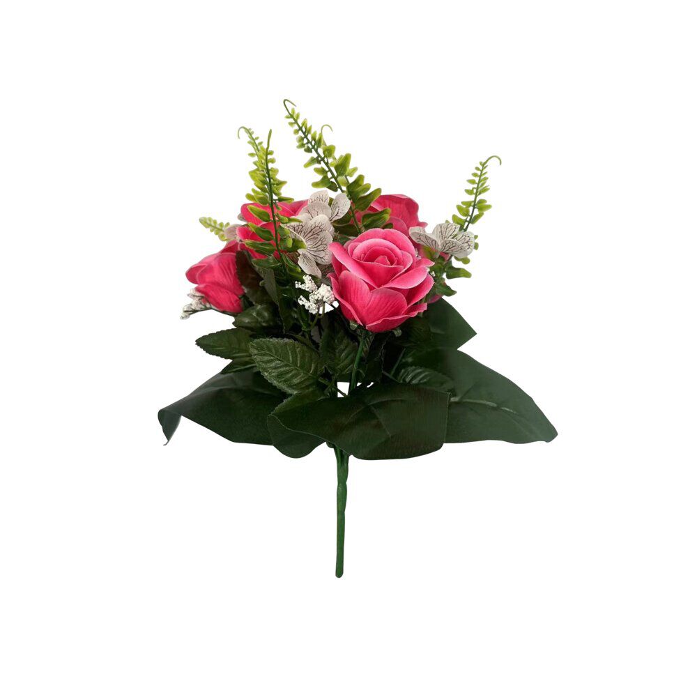 Fleur artificielle piquet rose 6 têtes