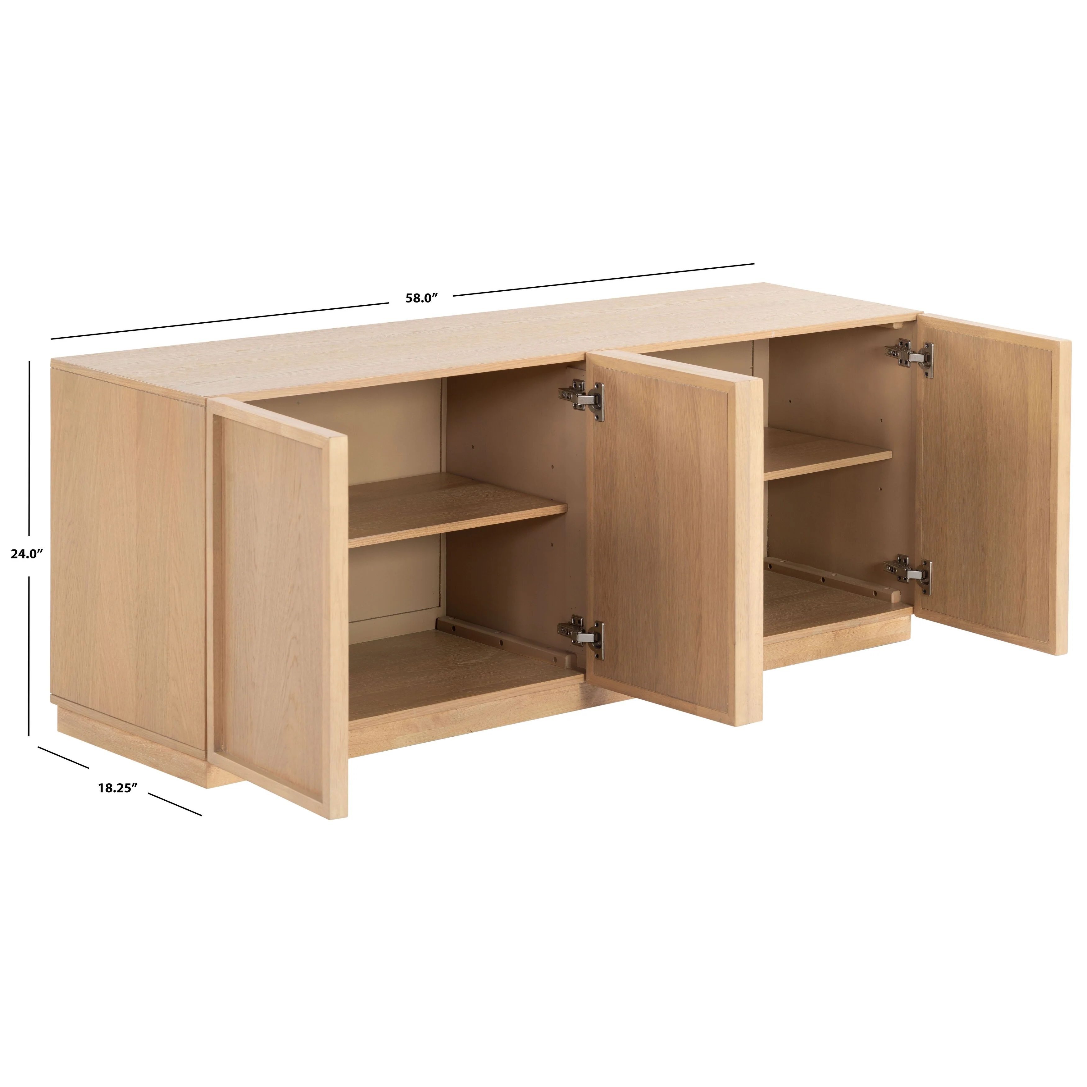 SAFAVIEH Couture Zeus 4 Door Wood Media Stand - 58W x 18D x 24H