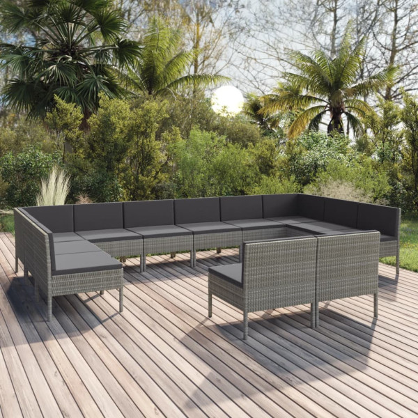 Zestaw wypoczynkowy do ogrodu Szary Technorattan 2x narożna   10 sofa