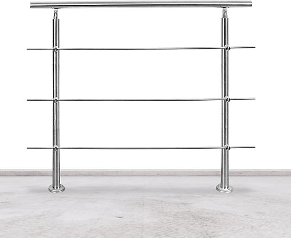 Garde-corps avec main courante, en acier inoxydable, avec 3 traverses, pour balcon, escaliers, intérieurs et extérieurs, 160 cm