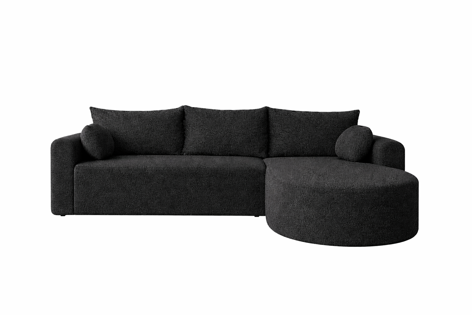 Narożnik GLOW w tkaninie typu boucle z funkcją spania w kolorze Quelle 100