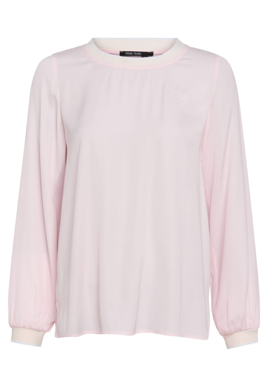 Satin Top mit Strick-Bündchen