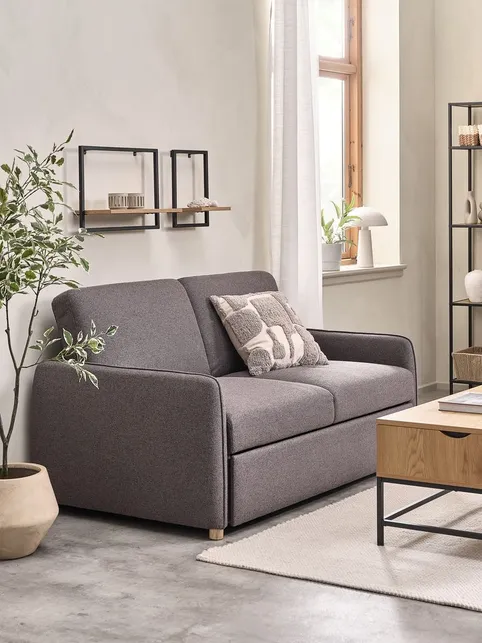 Sovesofa LYSTRUP 2-pers. mørkegråt stof