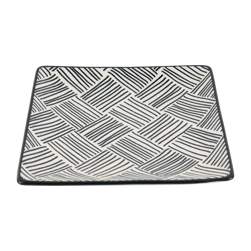 Tapas bord Sevilla - zwarte streepjes - 15x15 cm