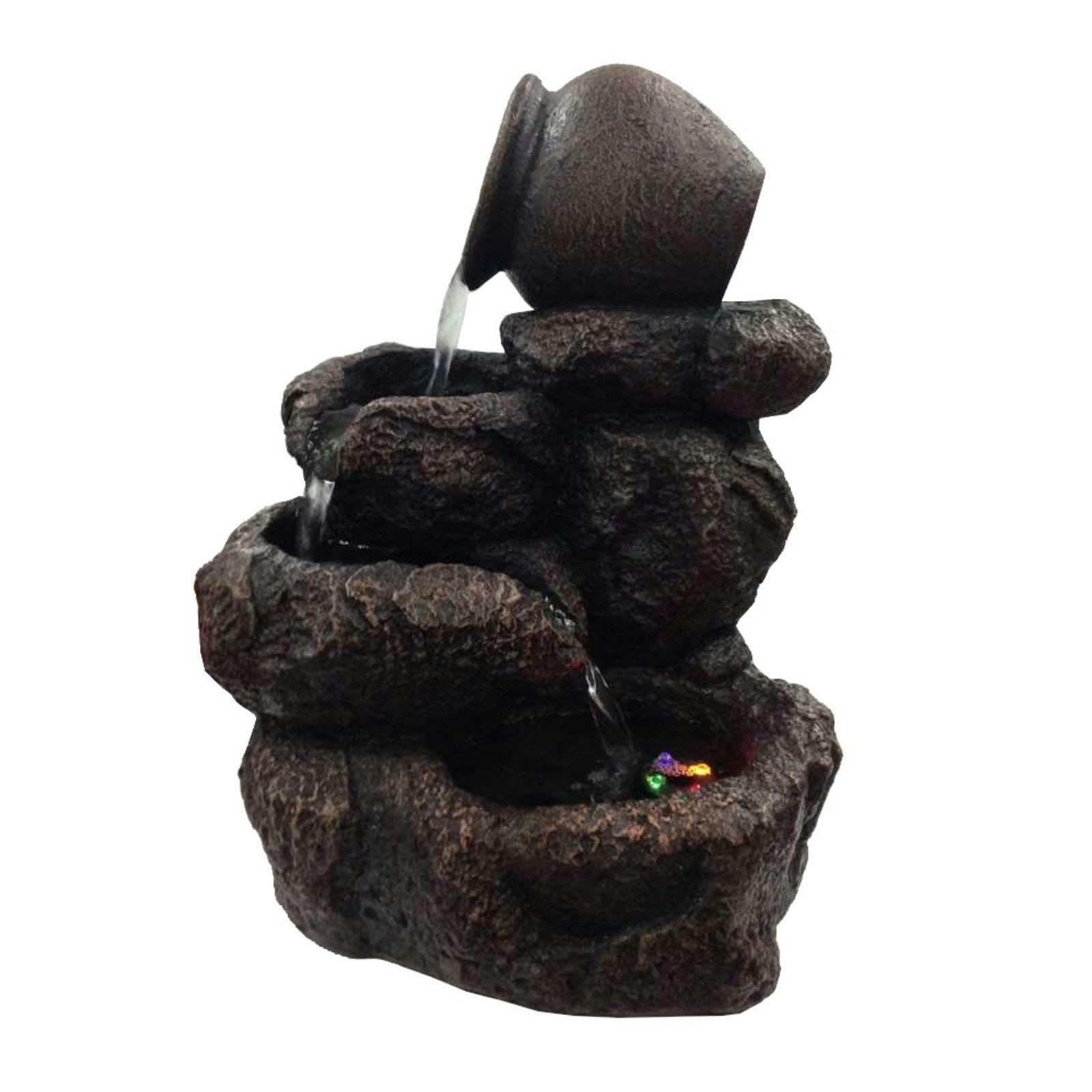 NIVELLO - Fontaine d'intérieur Jarre en résine marron et éclairage led - H31cm