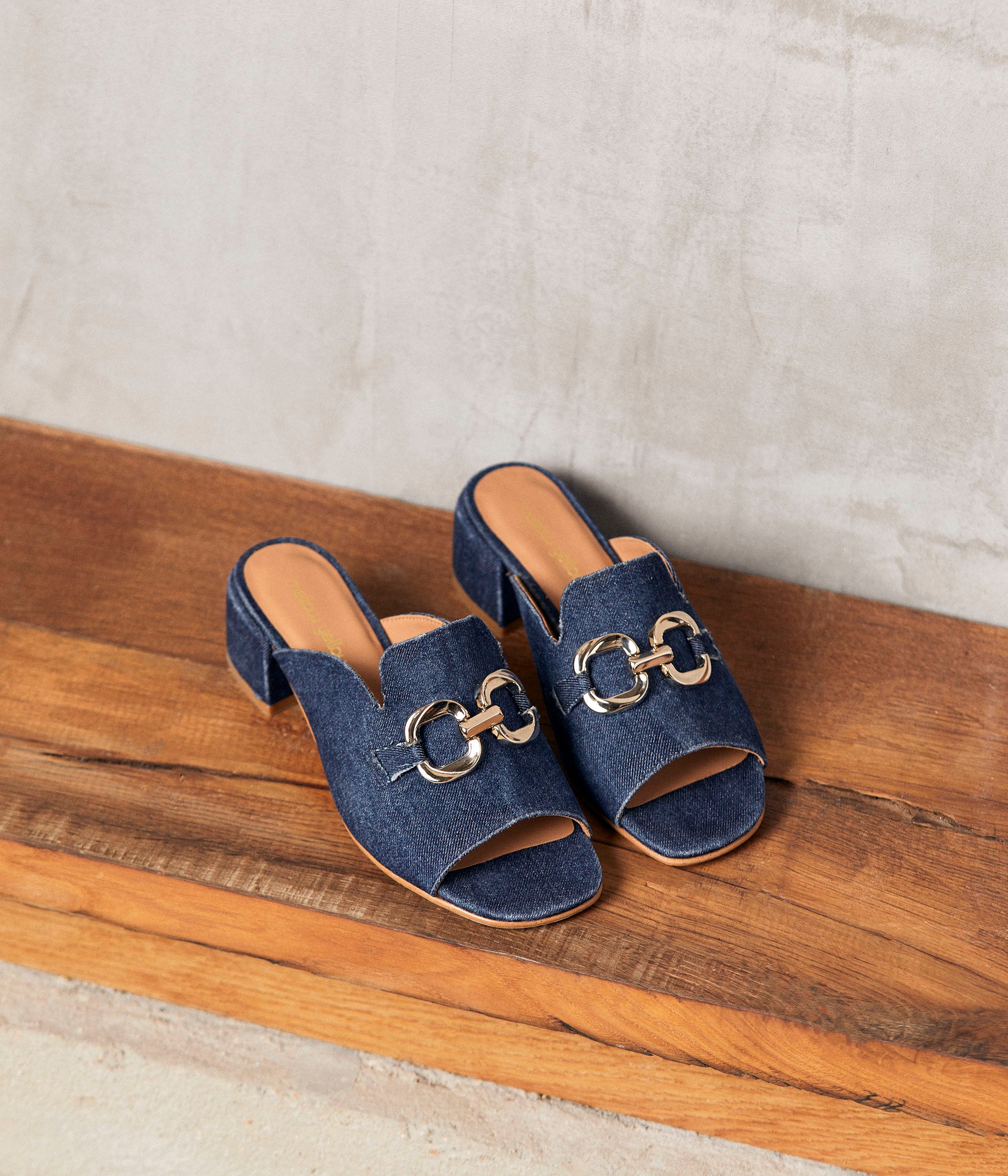 Mules denim bijoux Gisèle