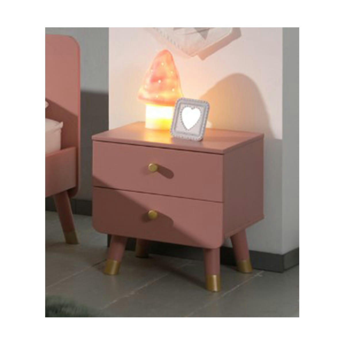 BILLY - Table de chevet 2 tiroirs rose
