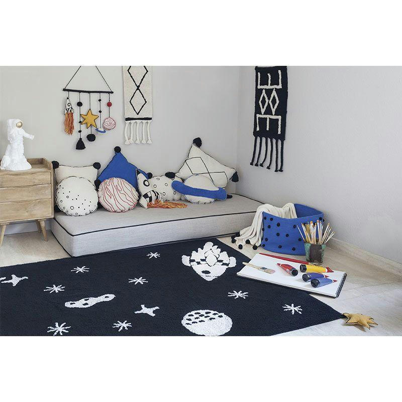 ESPACE - Tapis coton motif espace noir 140x200