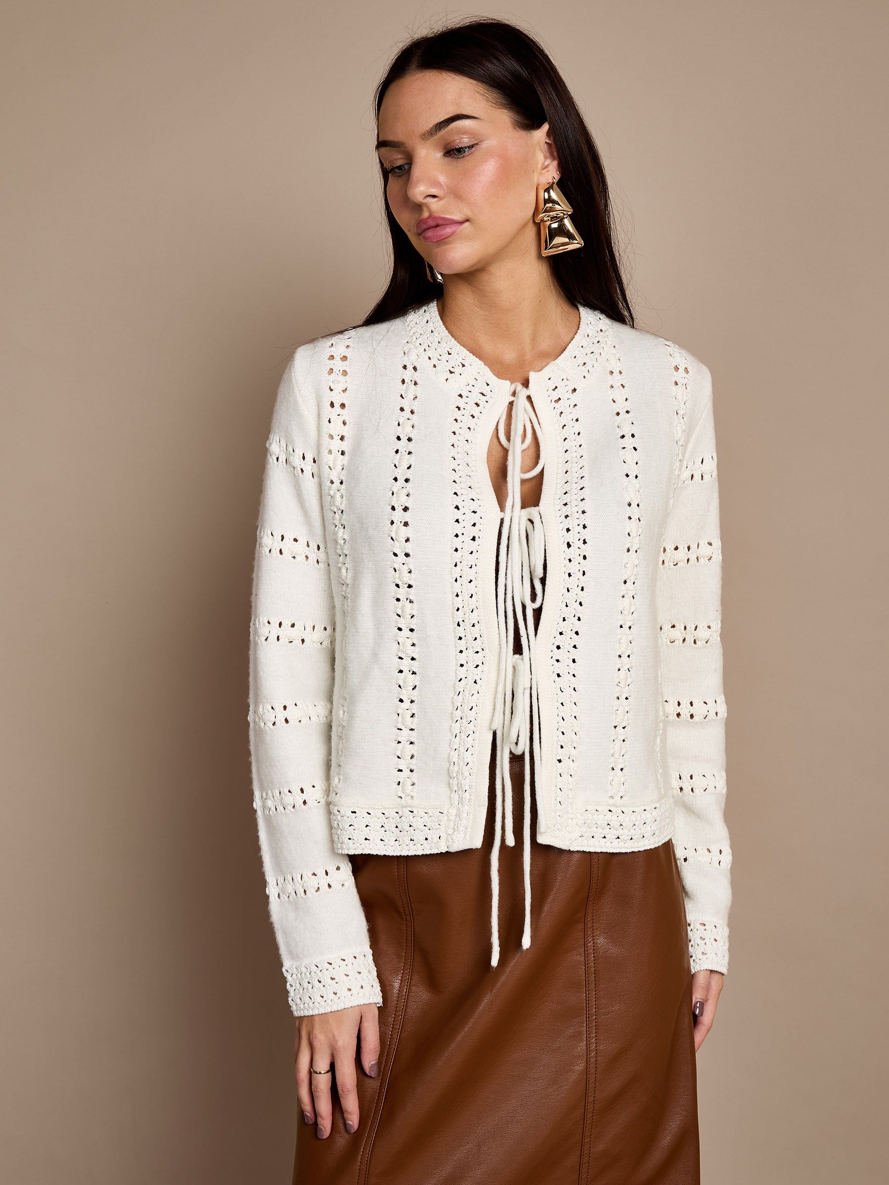 GWD by GEORGE W. DAVIES GWD Rachel Cream Crochet Knit Cardigan
