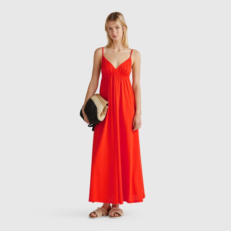 Dress in viscose and cotton blend