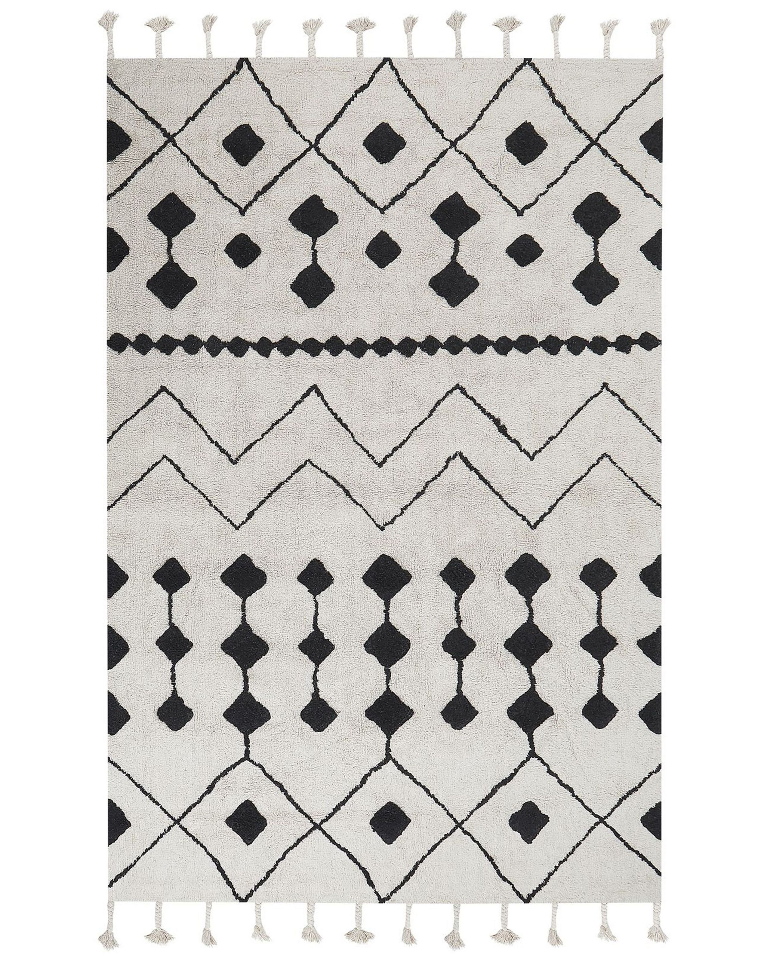 Dywan z frędzlami 160x230 cm biały czarny