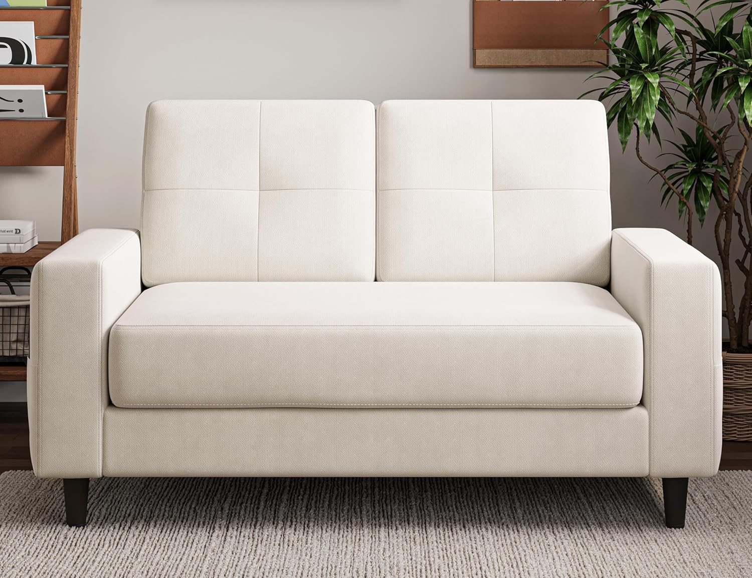 Txtin's Loveseat Sofa 53 Small Couches for Small Spaces 2 Seater Mini Couch for Bedroom Comfy Modern Love Seat for Apartment Office Living Room Warm White