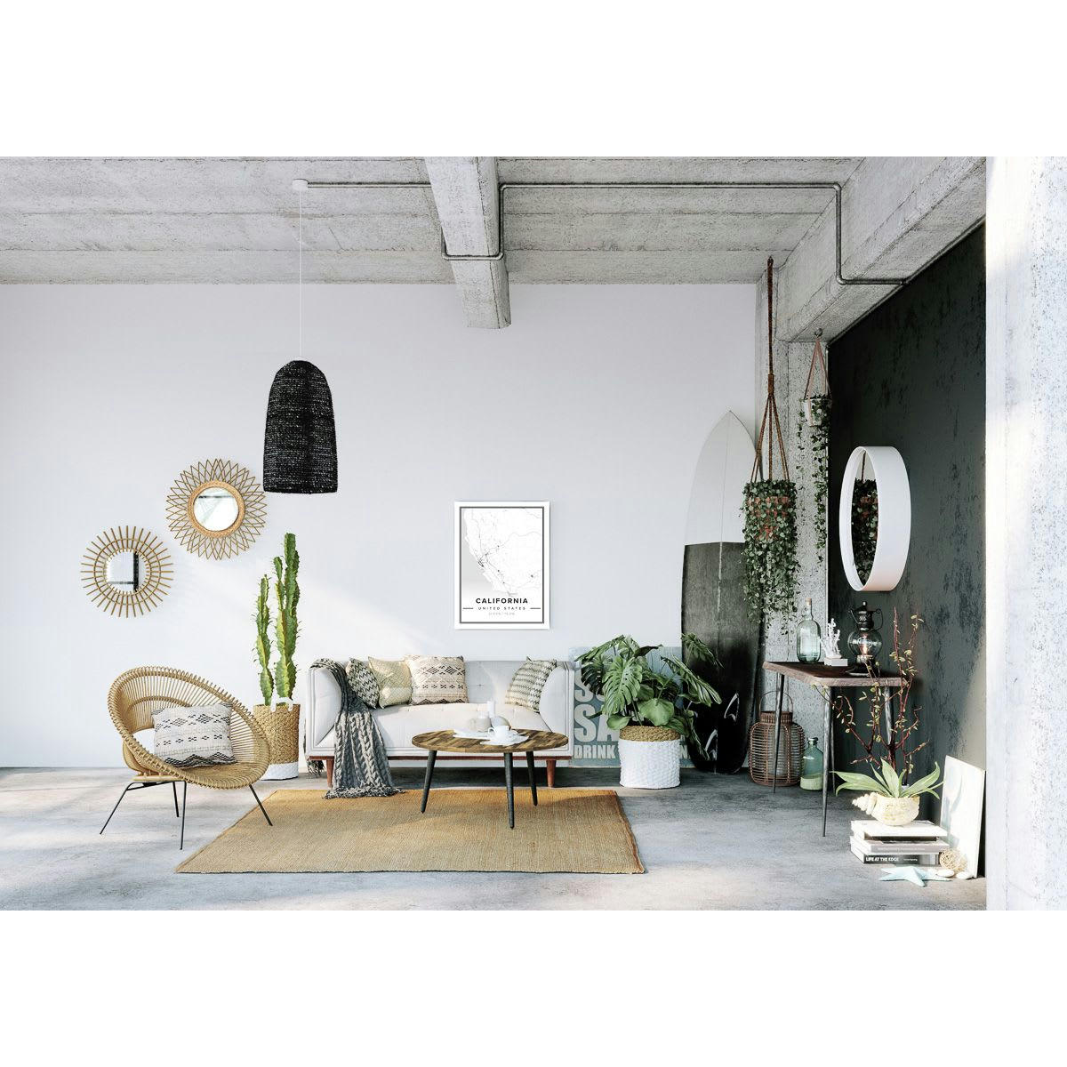 GARDEN - Miroir rotin bohème D60