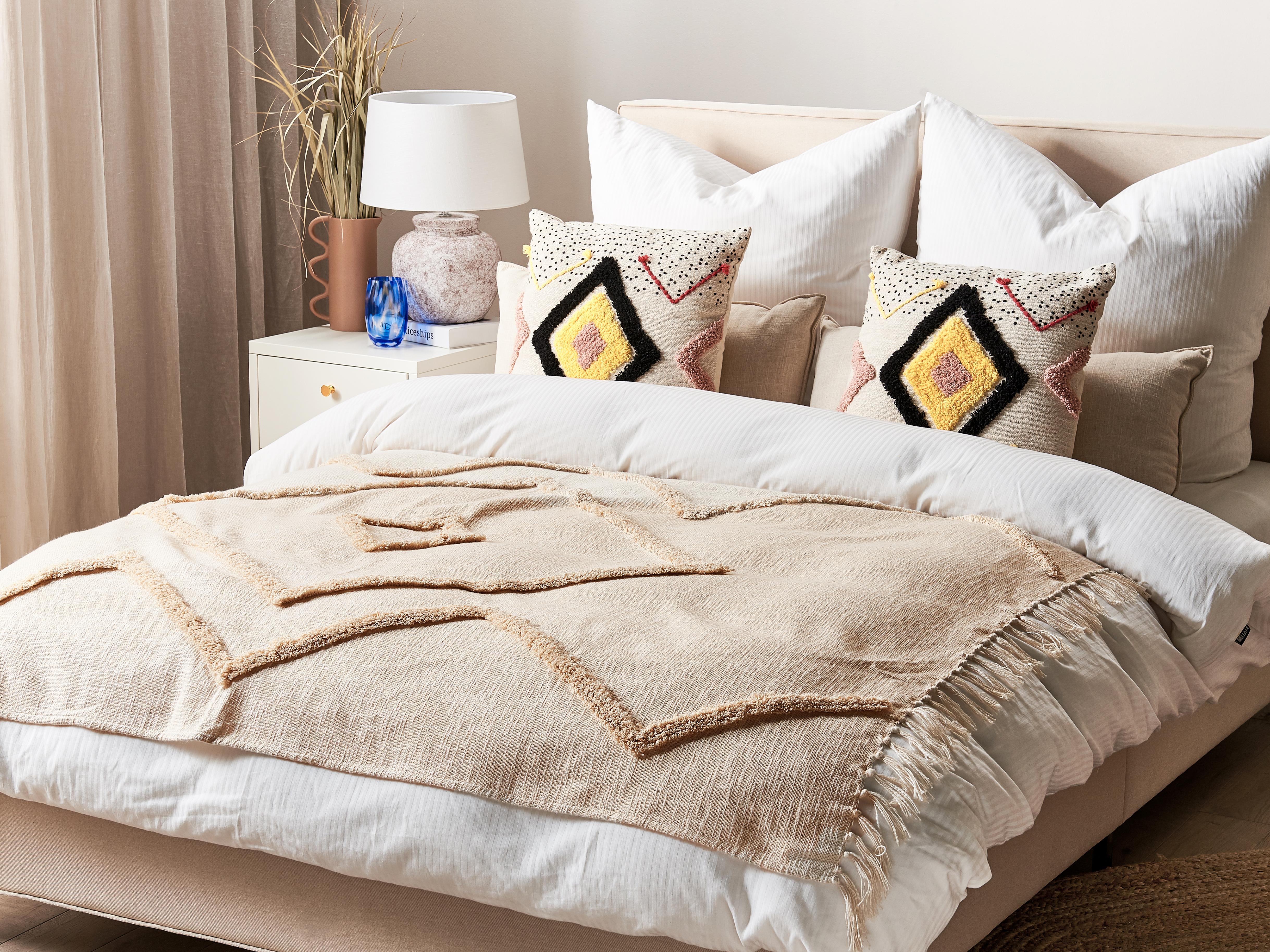 Blanket JAUNPUR Cotton 130 x 180 cm Beige