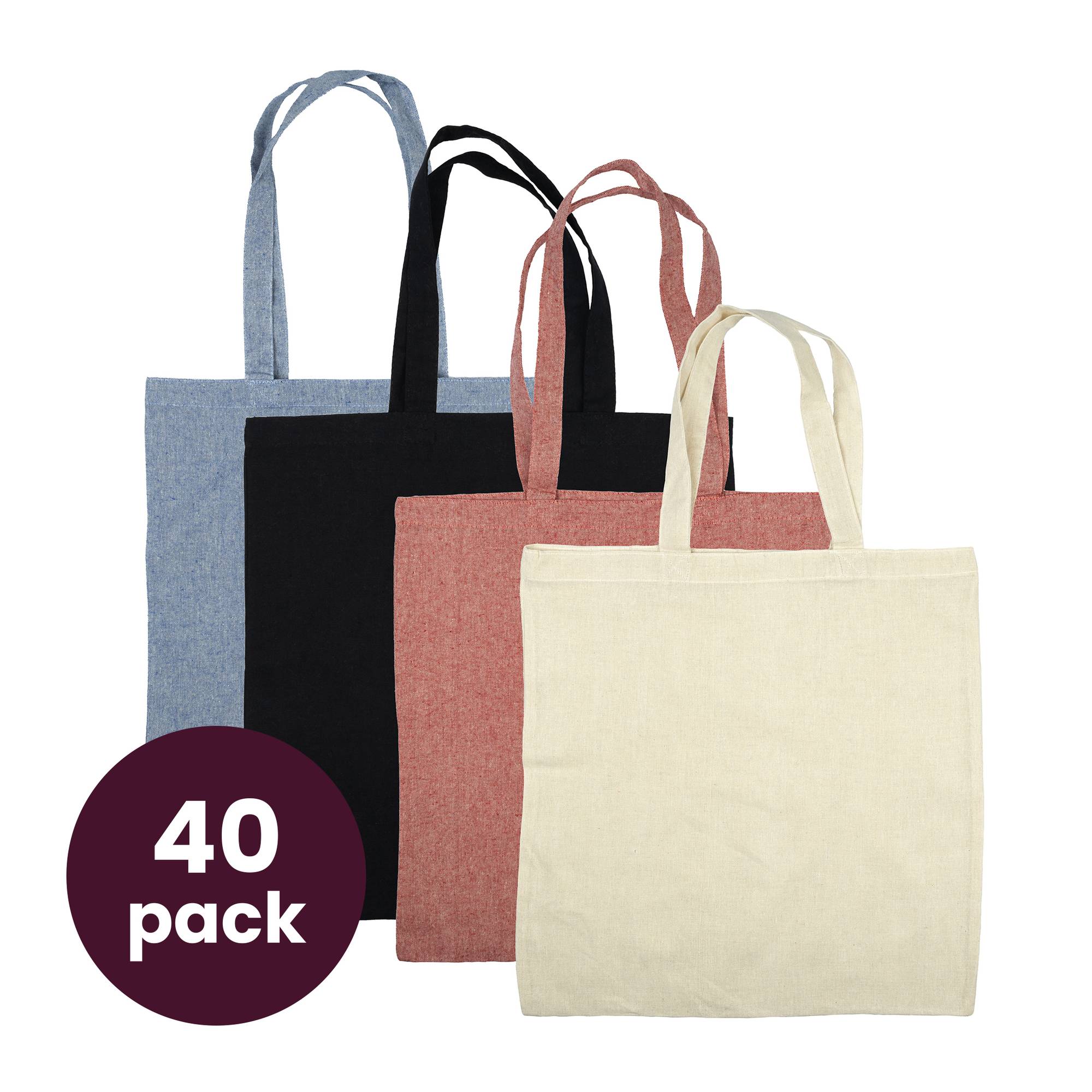 Cotton Tote Shopping Bag 40 Pack Bundle