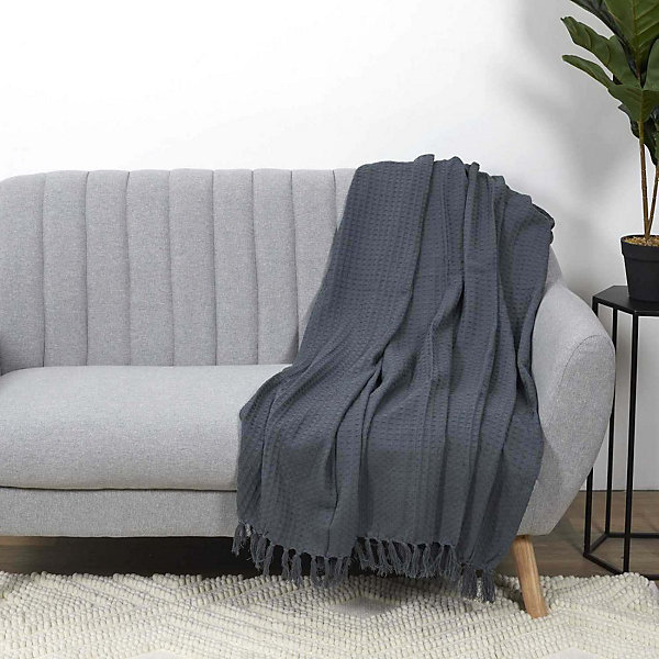 Jeté de canapé gaufré en coton 130x160 cm