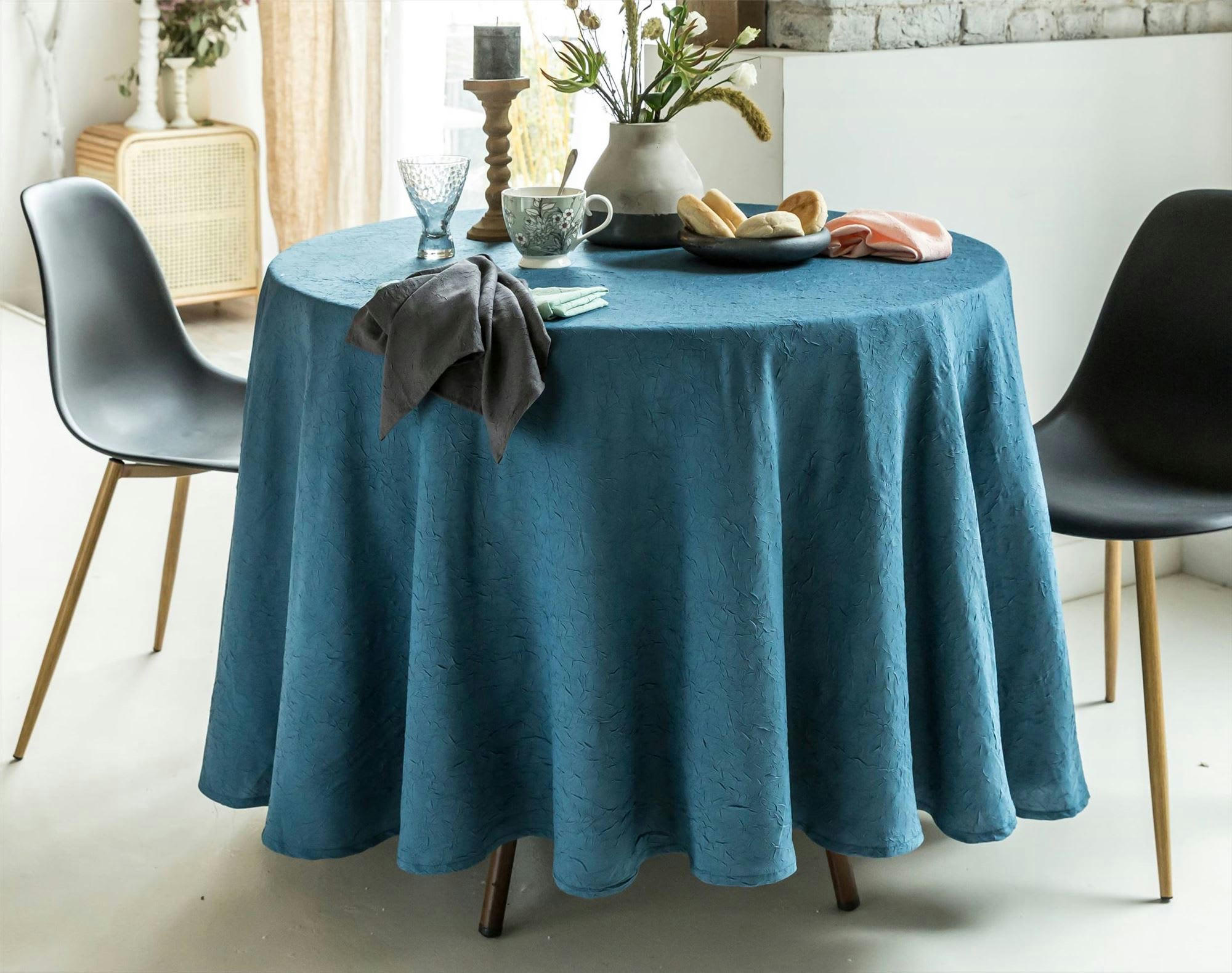 FONTANA - Nappe ronde bleu 180x180 en polyester