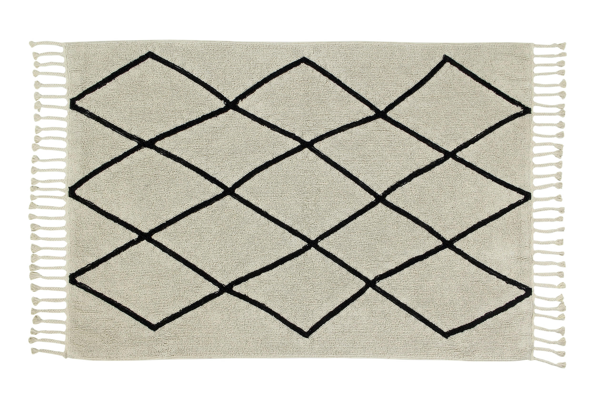 BEREBER CLASSICS - Tapis ethnique design en coton beige 140x200