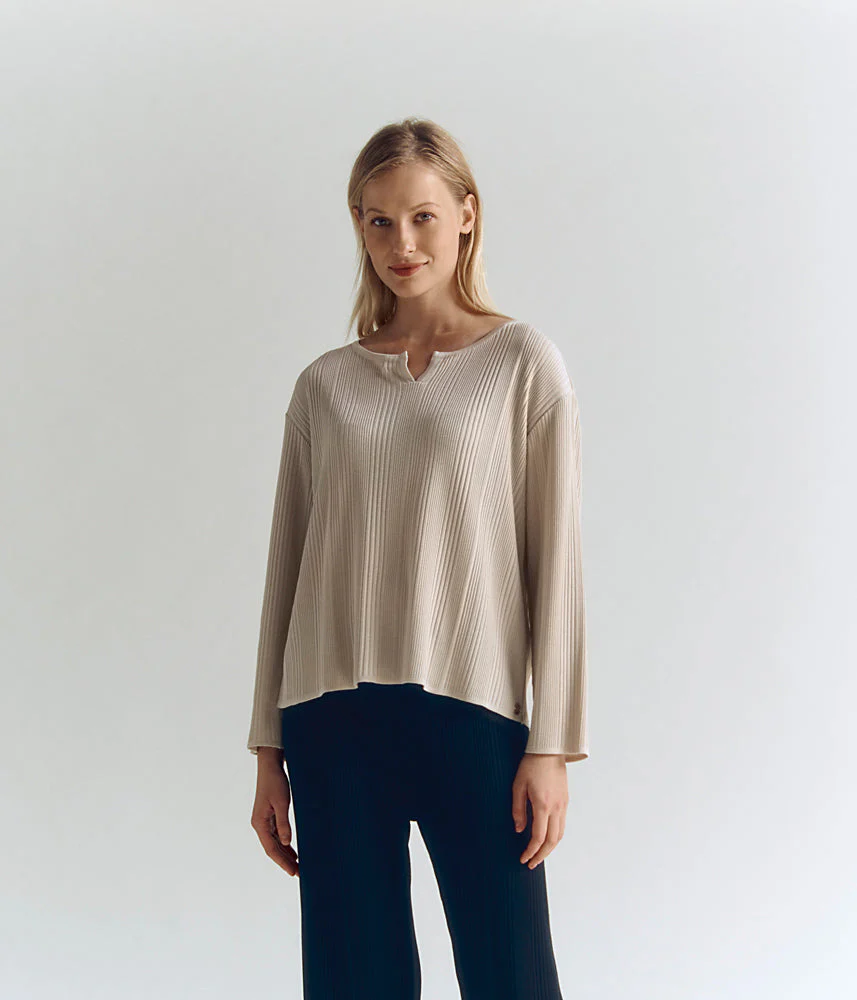 Pull maille côtes plates en viscose écologique AFTERNOON/83010/015