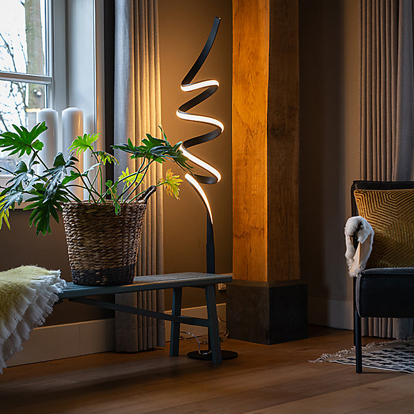 Lampadaire design noir avec LED et variateur - Twisted