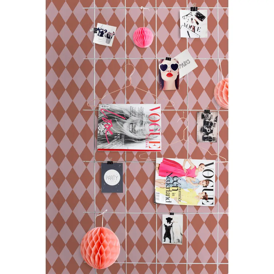 ESTAhome behang ruiten terracotta roze - 50 x 900 cm