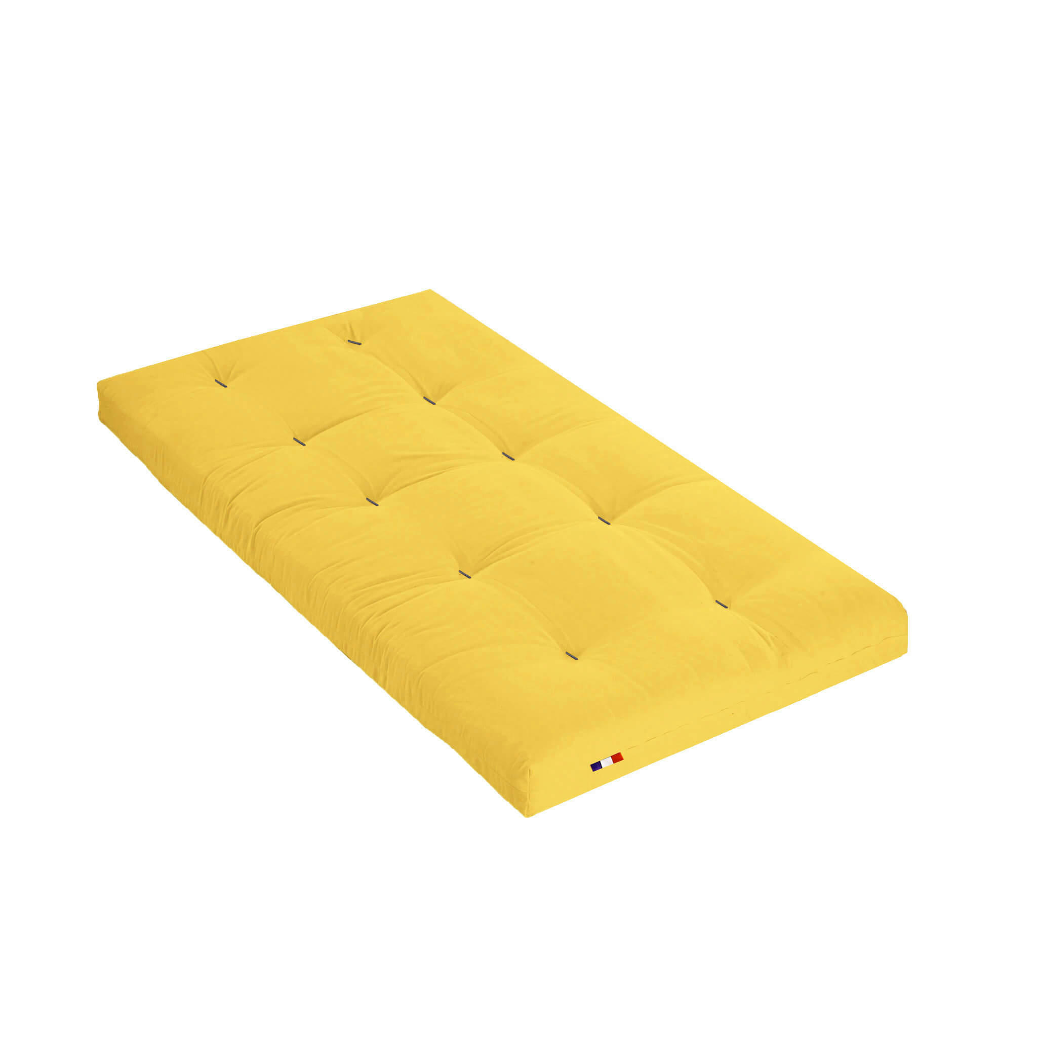 - Futon coton + mousse mémoire anti-taches jaune 90x200