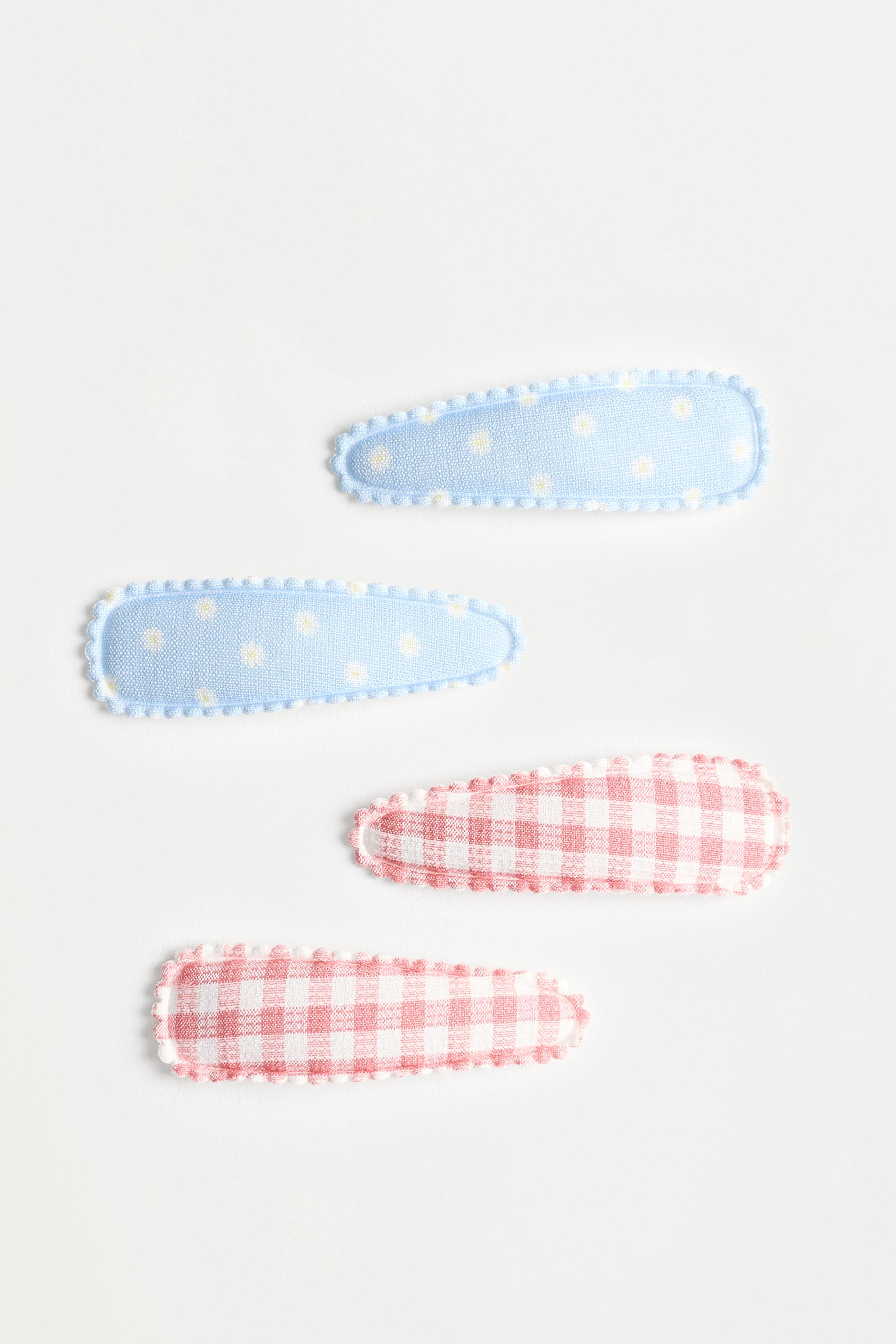 Clips estampado vichy y flores (Pack 4)