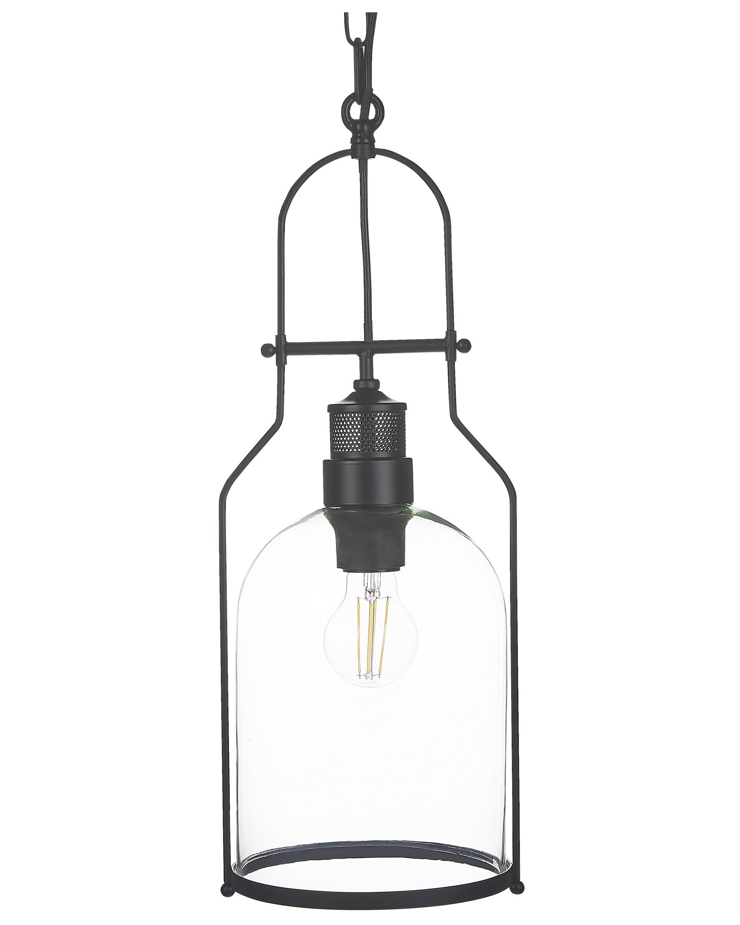 Lampa wisząca metalowa szklany klosz czarna